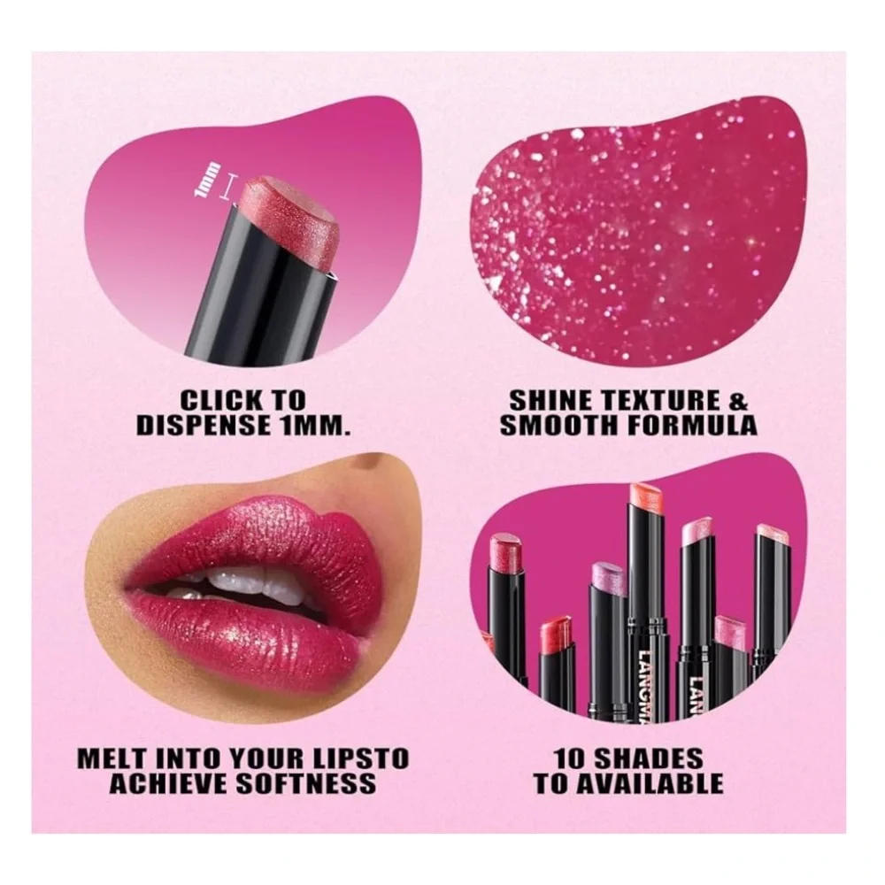 10Pcs Sparkling Lipstick Lip Gloss Long Lasting Waterproof Moisturizer Lip Balm